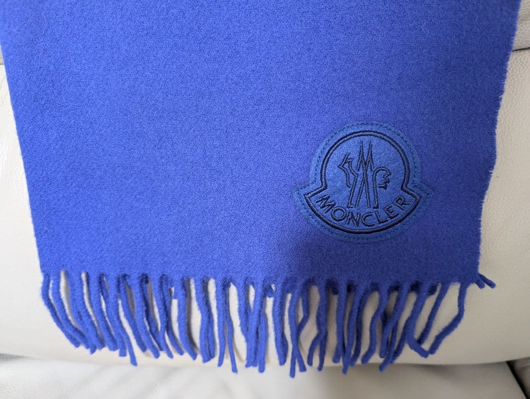 美品　モンクレール　MONCLER 青　ネイビー ウール マフラー