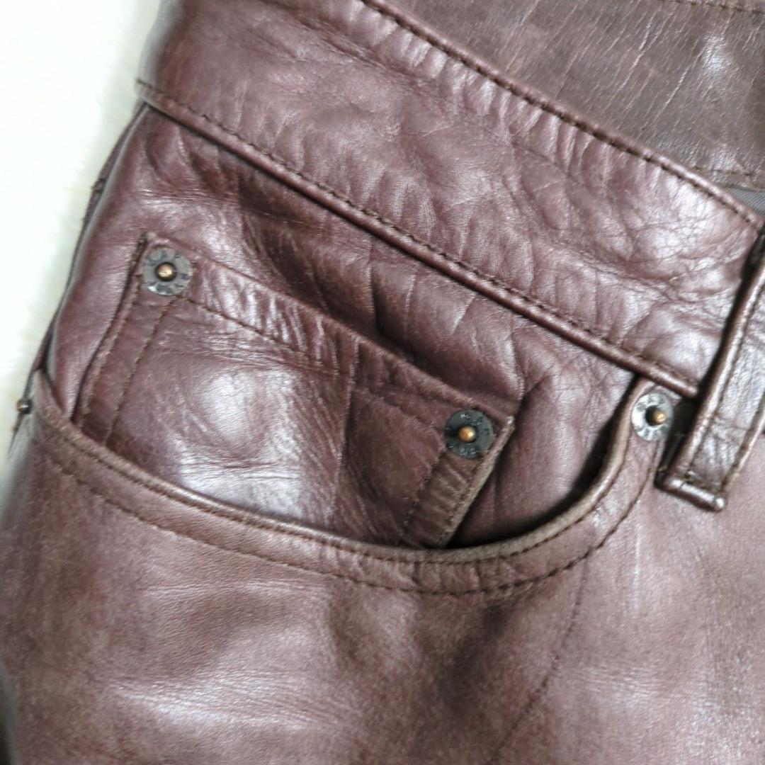 GAP ギャップ OLD GAPレザーパンツ 本革 ブラウン Y2K W30