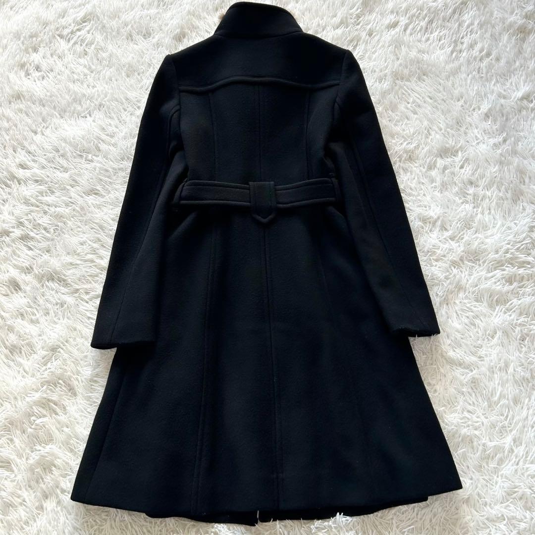 【極美品】バーバリーブルーレーベル　ファー付き　ベルテッドコート　黒　38