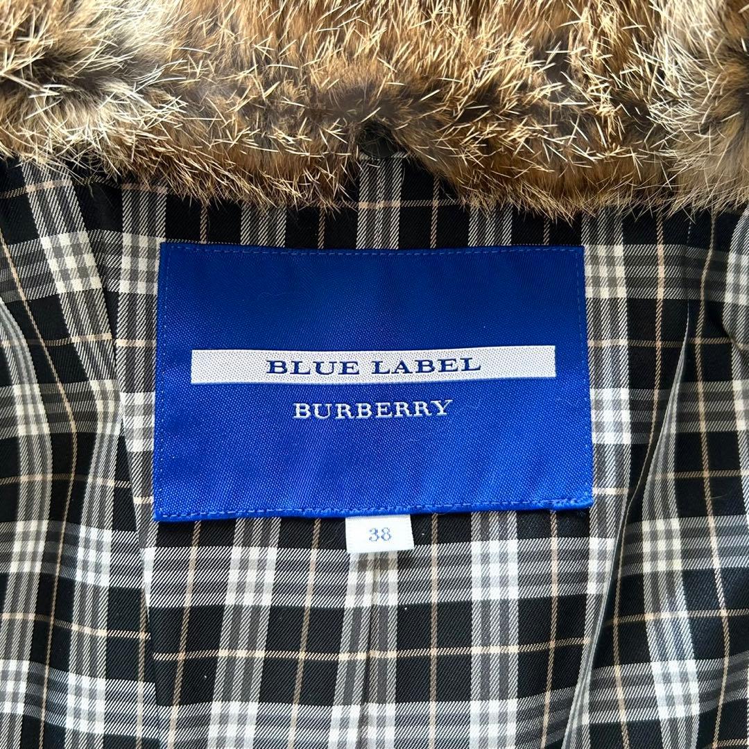 【極美品】バーバリーブルーレーベル　ファー付き　ベルテッドコート　黒　38