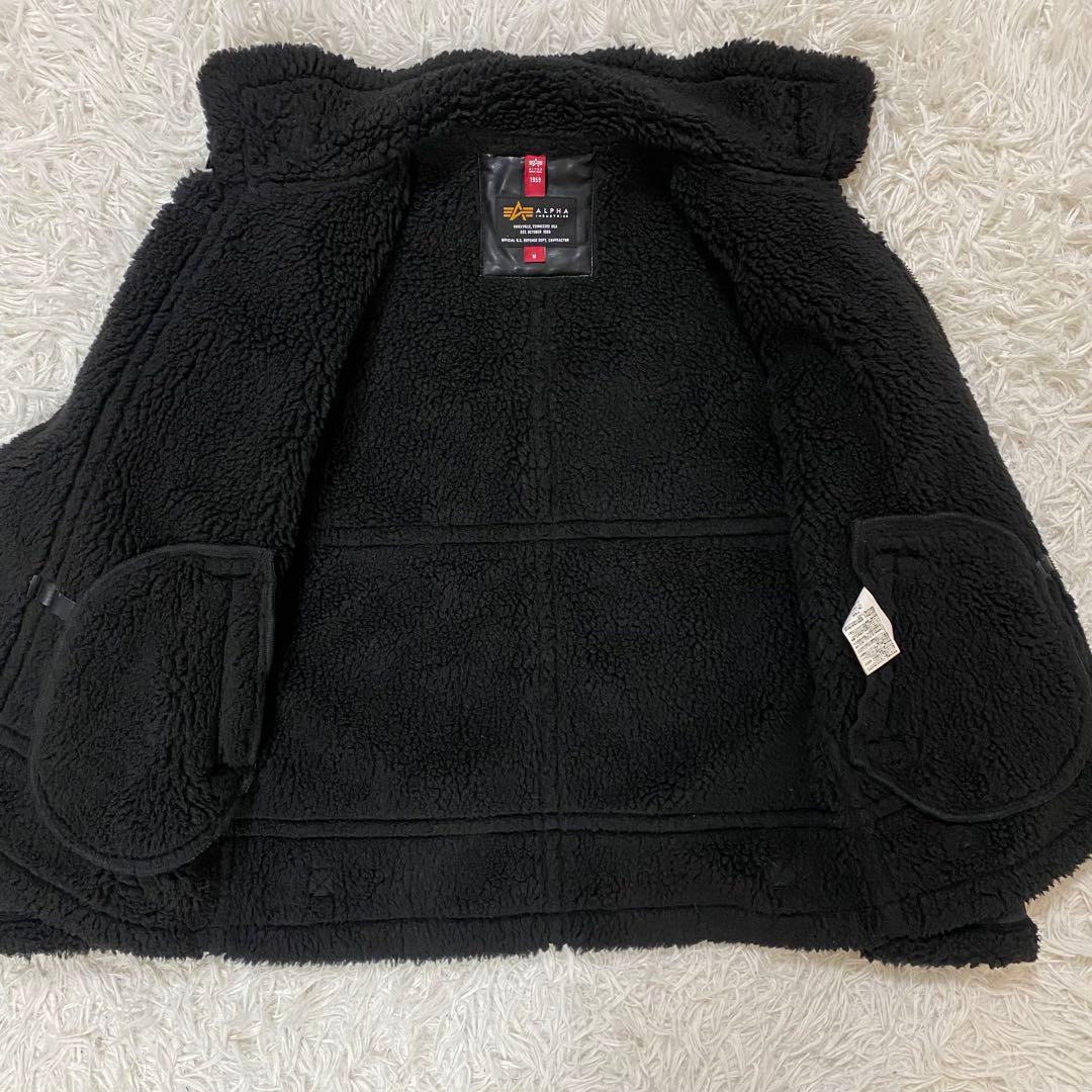 ALPHA ボア フェイクムートン フライトジャケット ブラック M