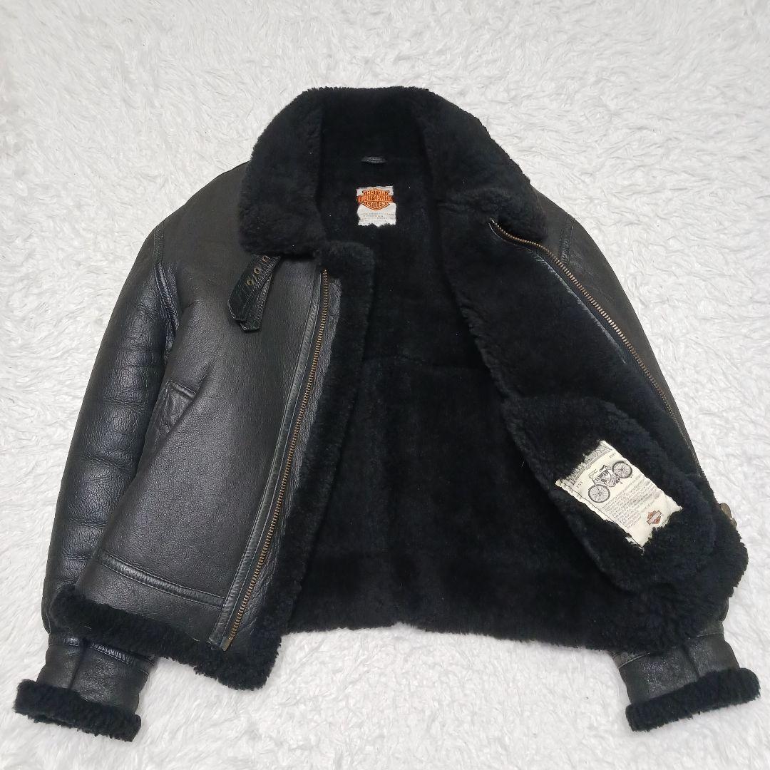 ✨希少サイズ42✨ハーレーダビッドソン　B-3 ムートン　フライトジャケット　黒