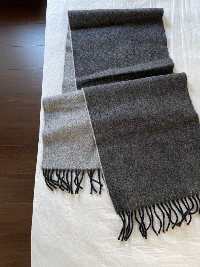 【美品】 バーニーズ別注 Drake’s グレー ダブルフェイス マフラー