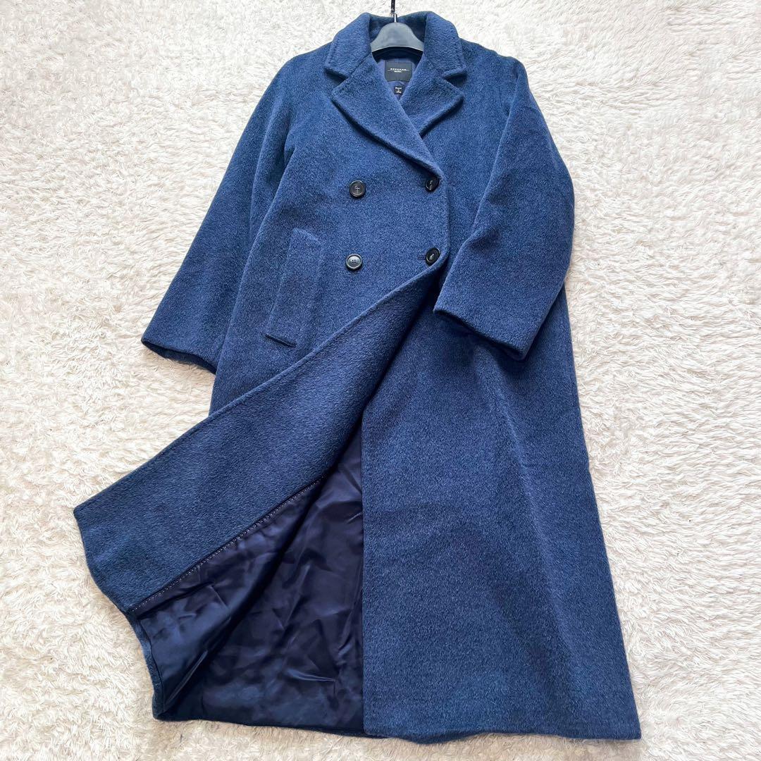 MaxMara ダブルブレスト ロングコート アルパカ混 ロイヤルブルー 38