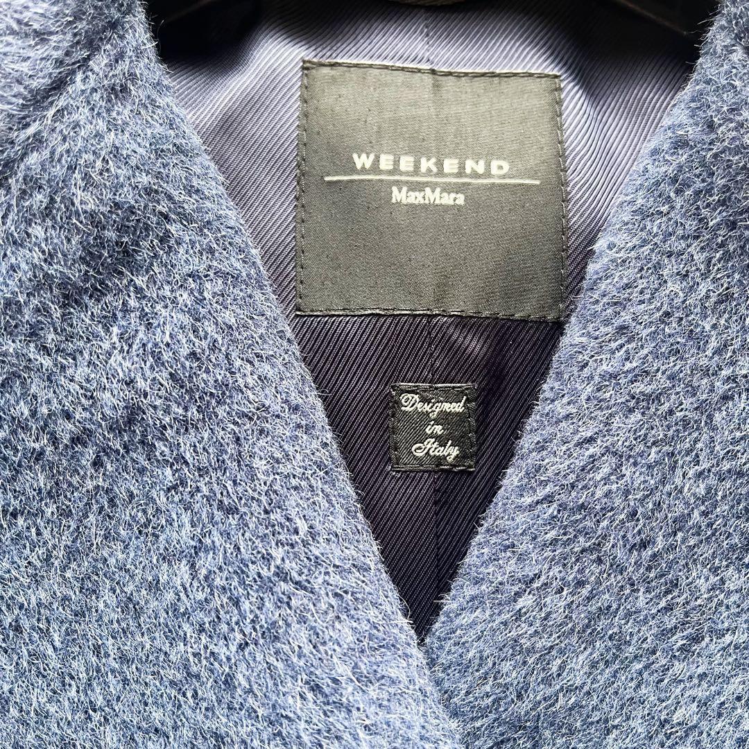 MaxMara ダブルブレスト ロングコート アルパカ混 ロイヤルブルー 38