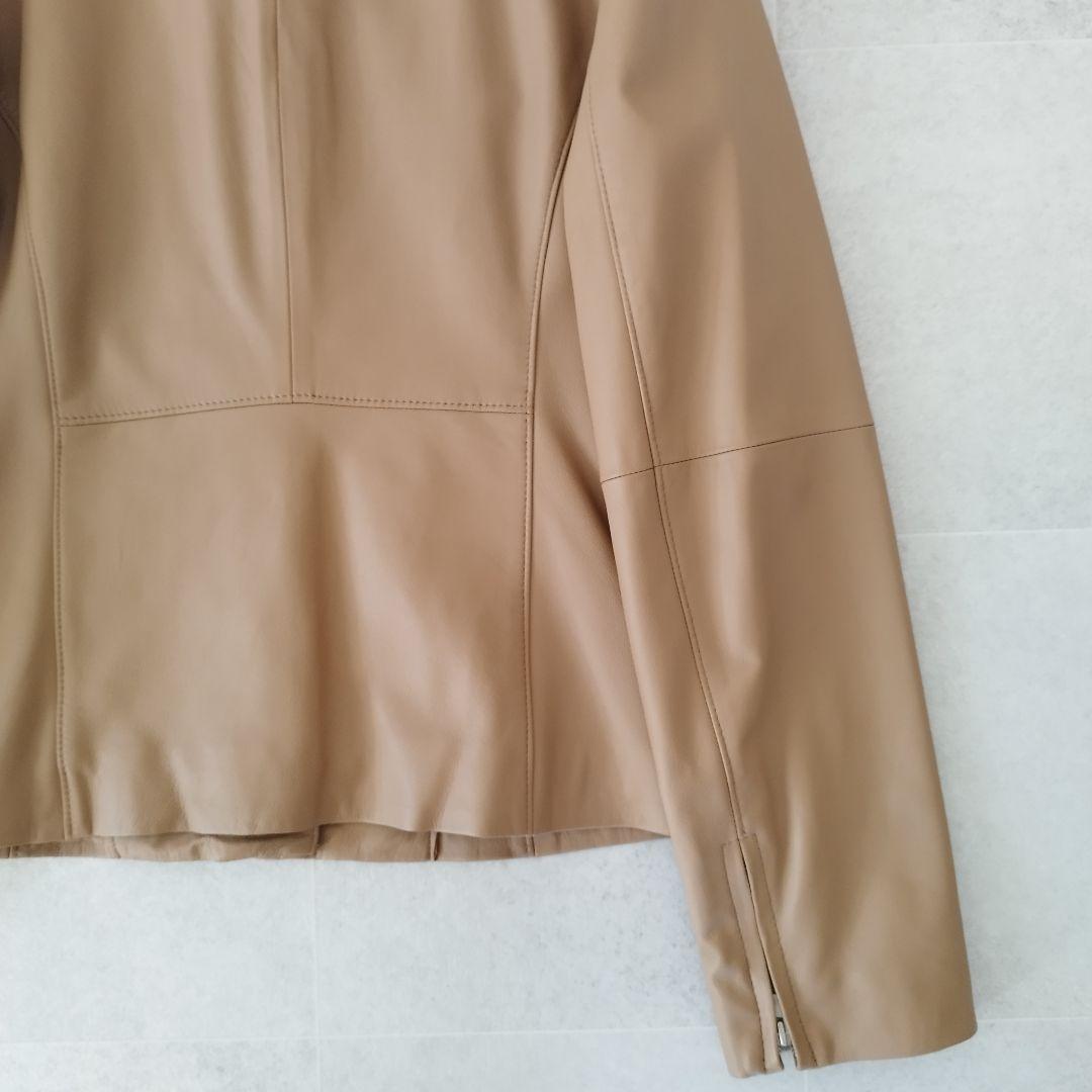 美品！ アンタイトル ライダースジャケット ラムレザー ノーカラー