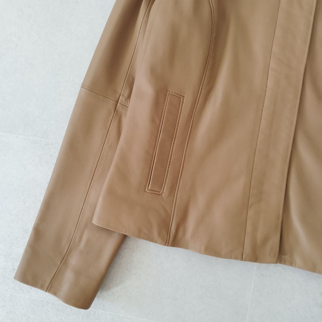 美品！ アンタイトル ライダースジャケット ラムレザー ノーカラー