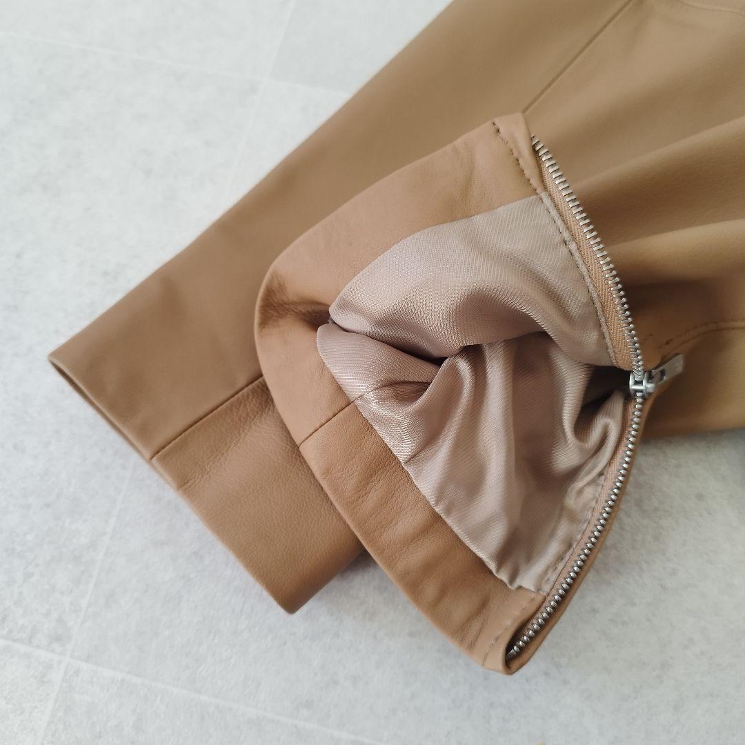 美品！ アンタイトル ライダースジャケット ラムレザー ノーカラー