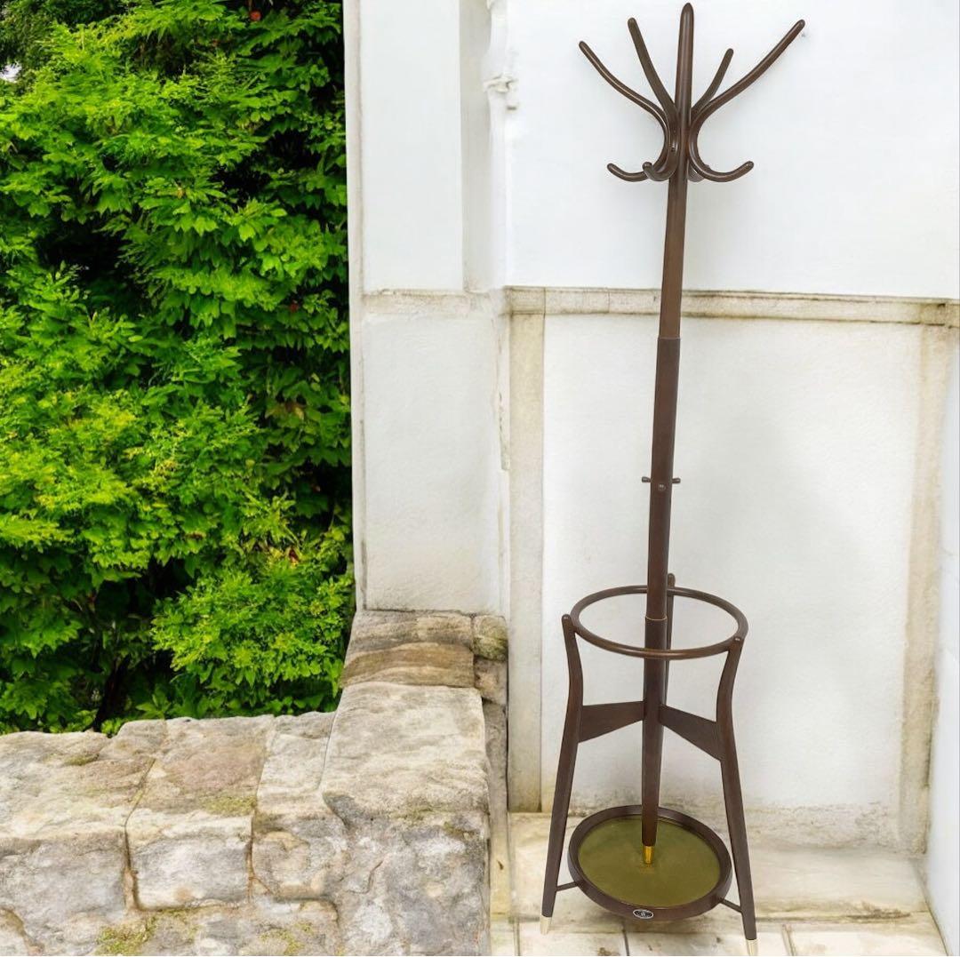 【美品】秋田木工 コートスタンド ブナ材 コートハンガー 曲げ木