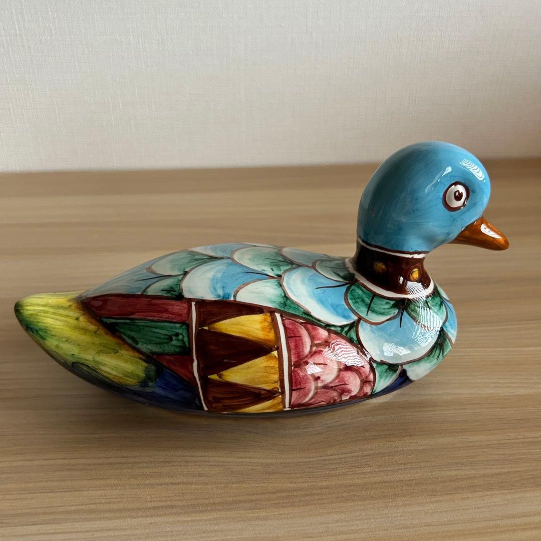 アンティーク　Gubbio グッビオ　イタリア製陶器　カモ　セット　置物