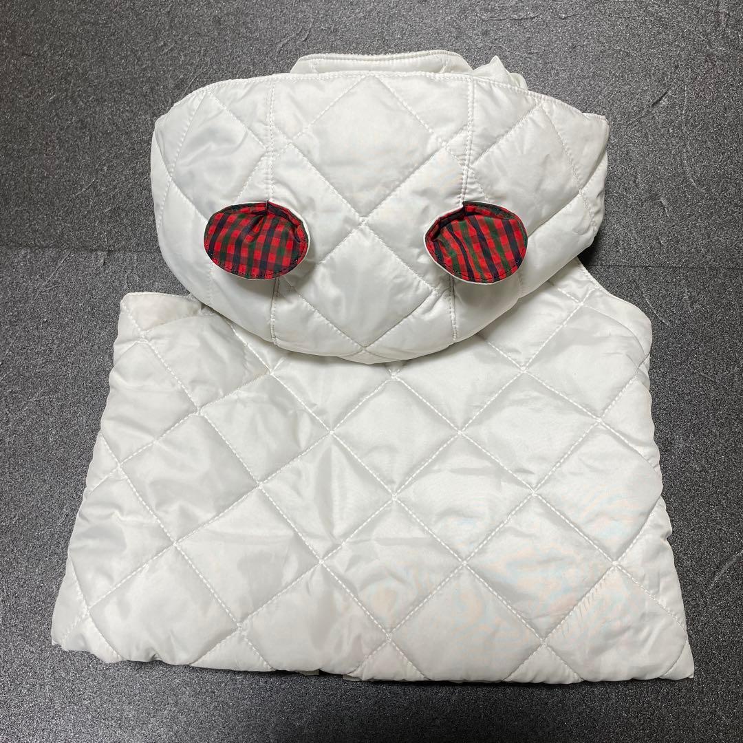 極美品familiarファミリア❤️ 素敵なフード付き中綿ベスト 80cm