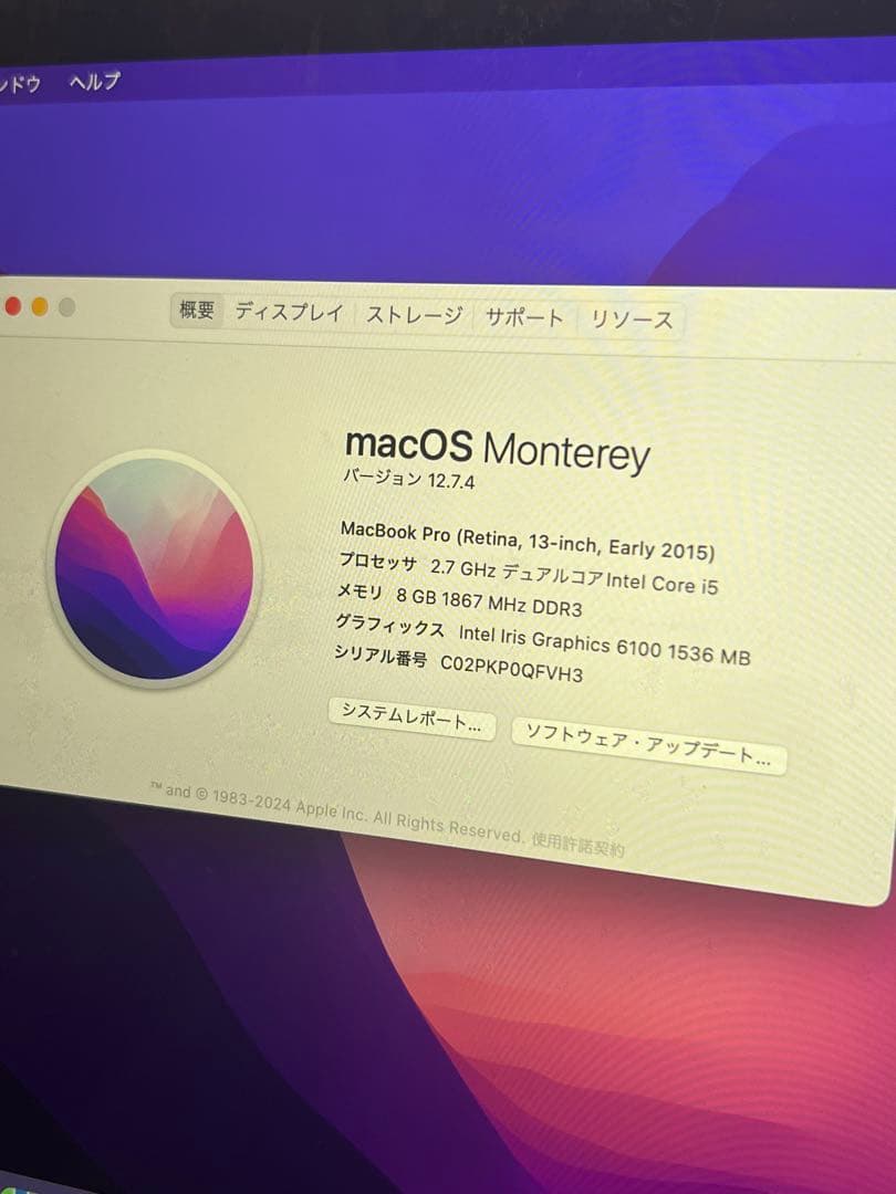 Apple MacBook Pro early2015 13インチ