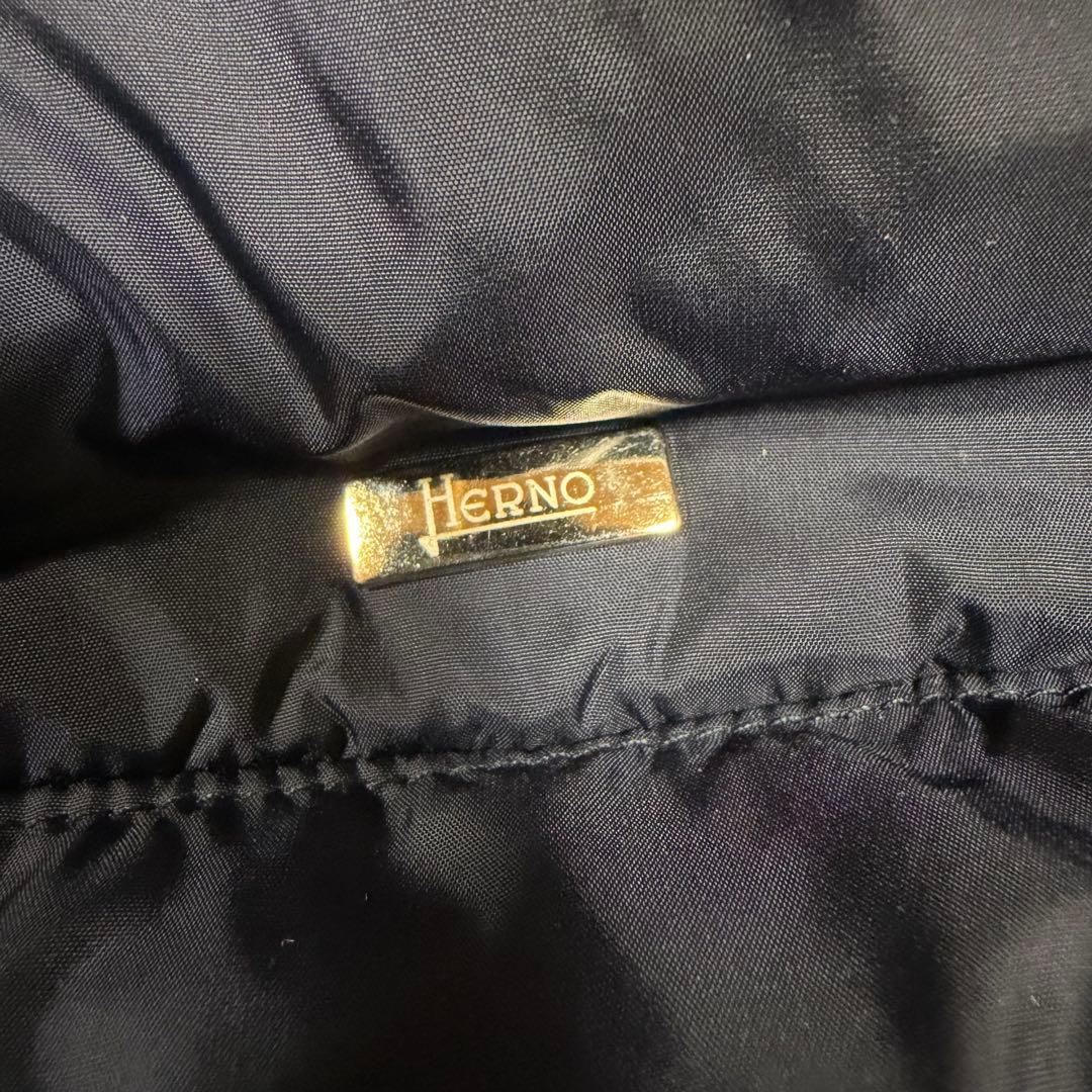 美品★HERNO★ヘルノ ロングダウンコート　ポーラテック リブ切替 紺 40