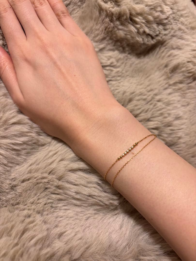 ヴァンドーム青山　k18ゴールド ダイヤモンド0.05ct 二重　ブレスレット