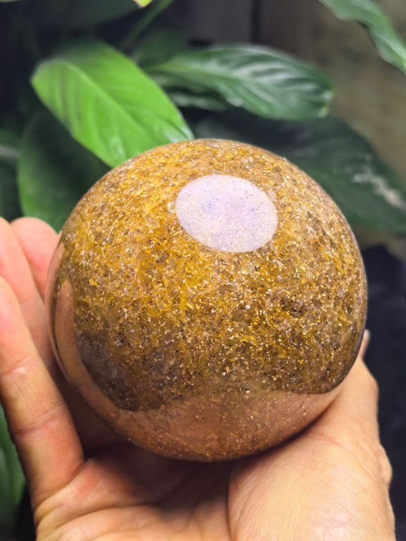 天然石 80mm+ストロベリークォーツのスフィア　丸玉　置物 YY851