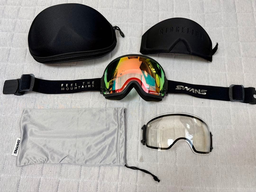 スワンズスノーゴーグル　リッジライン 調光レンズ+スペアレンズ(クリア)ケース付