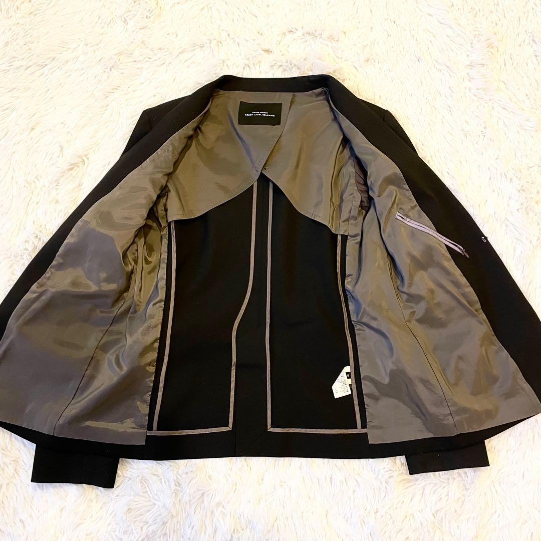 グリーンレーベルリラクシング カチリラ スーツ ノーカラーセットアップ ブラック