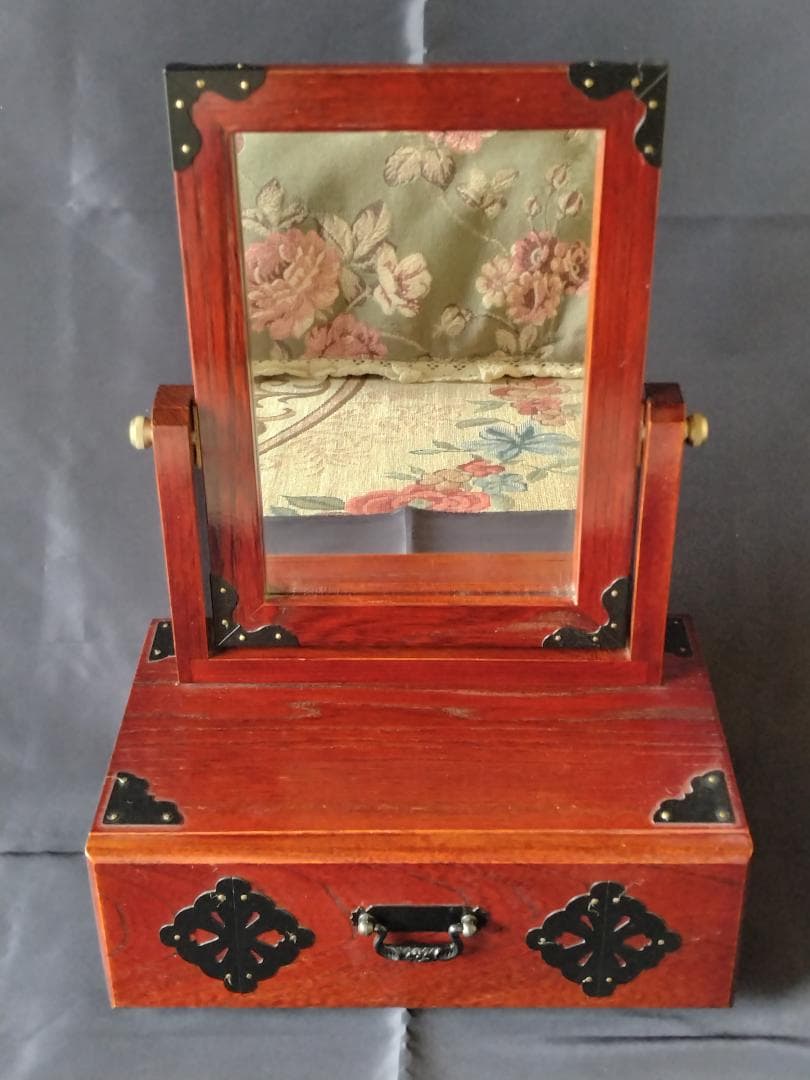 ミニ鏡台 引き出し付き 和風 和柄 木目調 ドレッサー 美品