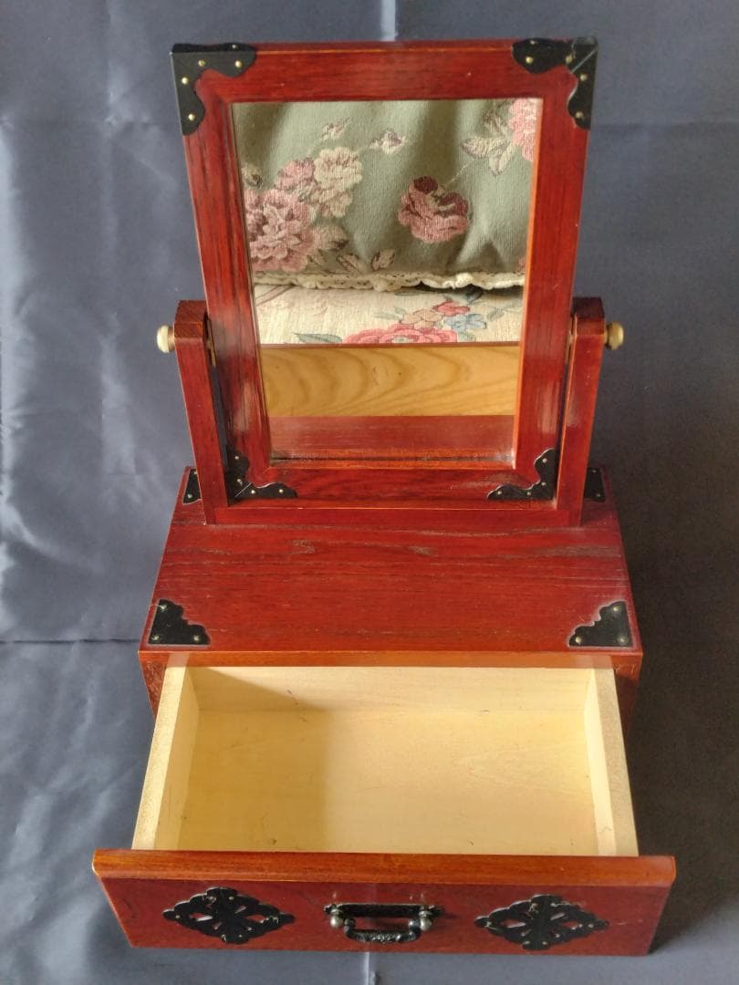 ミニ鏡台 引き出し付き 和風 和柄 木目調 ドレッサー 美品