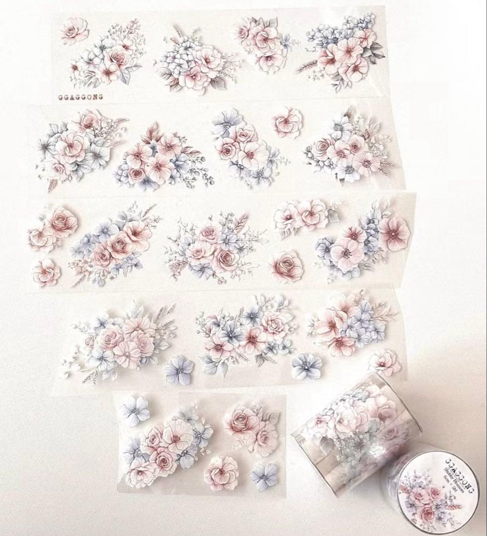 ggaggong マスキングテープ8個セット 花 コラージュ素材 装飾