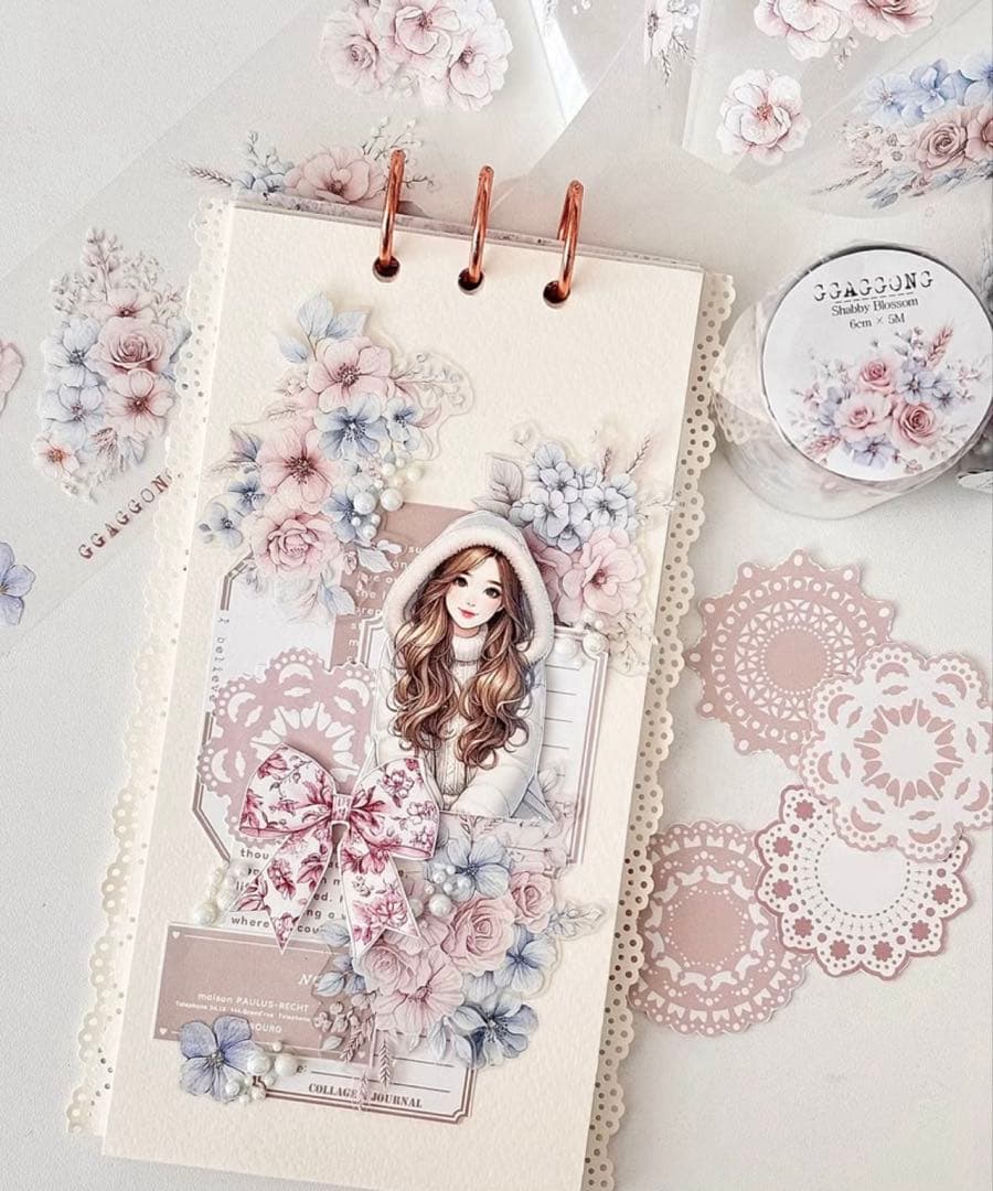 ggaggong マスキングテープ8個セット 花 コラージュ素材 装飾