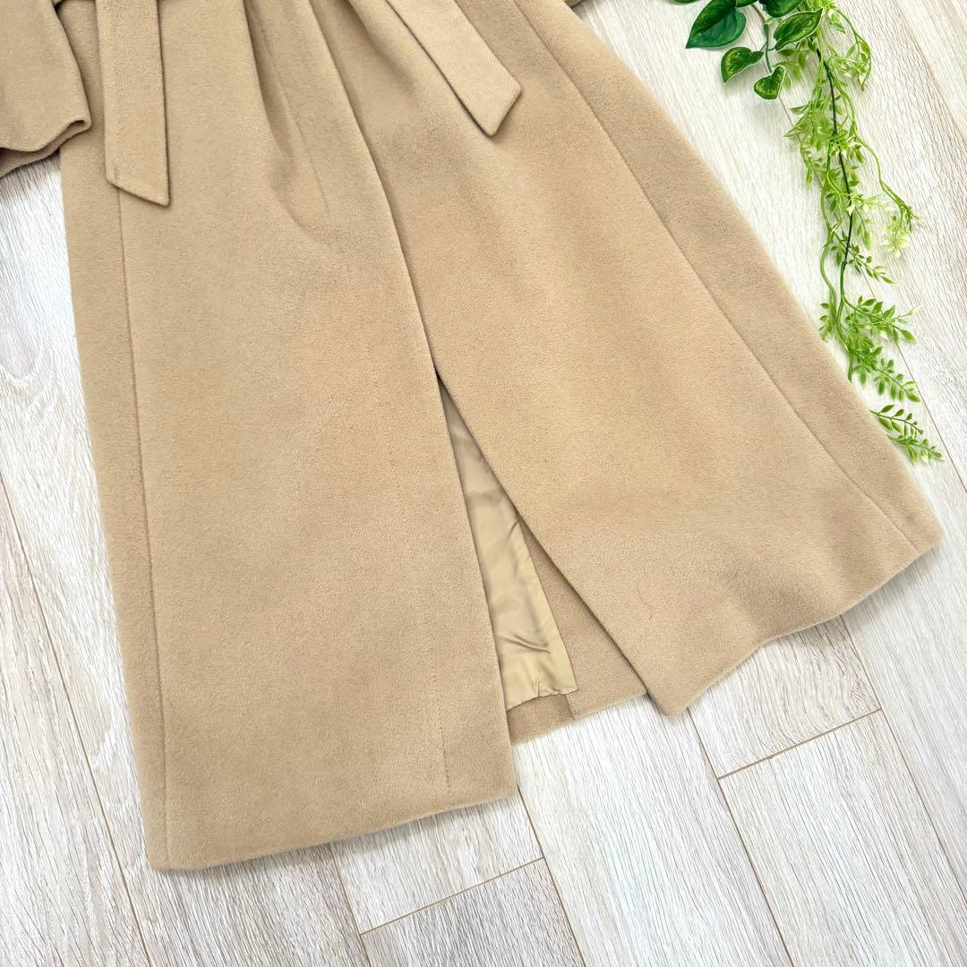 美品 カルバンクライン 最高級 ロングコート ベージュ M アンゴラ Aライン