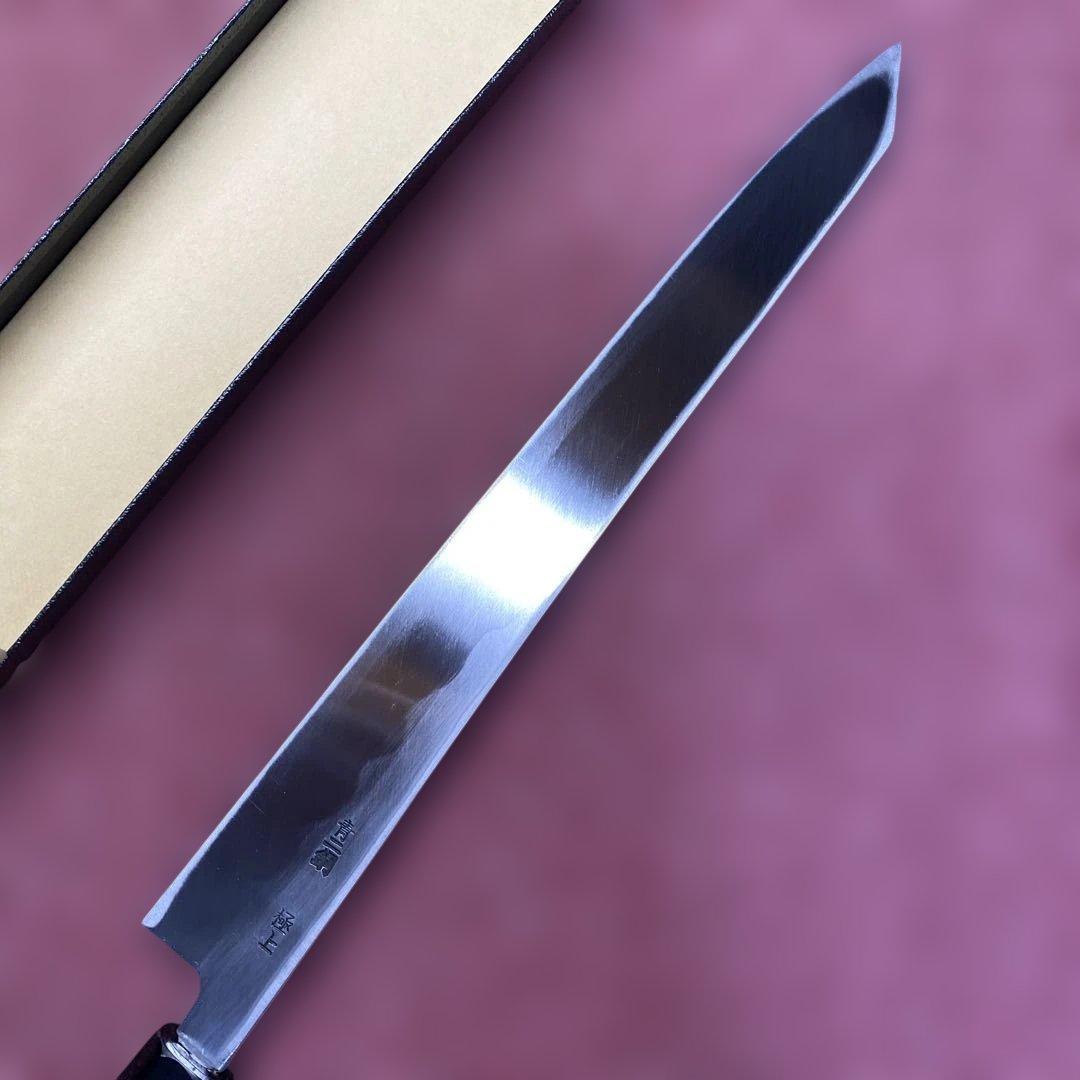 青二鋼　勘所切付柳刃包丁　300㎜ 尺0寸