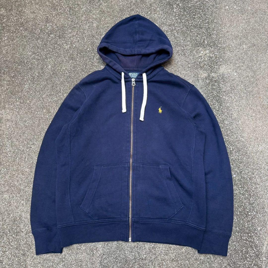 90s RALPH LAUREN ジップパーカー ネイビー ヴィンテージ ラルフ