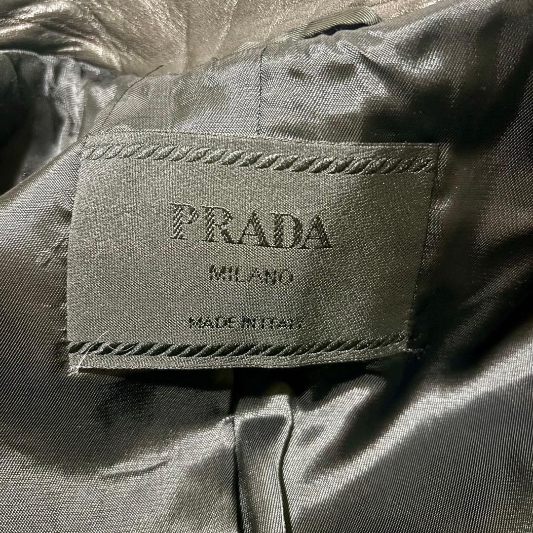 極美品 PRADA プラダ ロングコート ブラック 前ジップイタリア製 Lサイズ