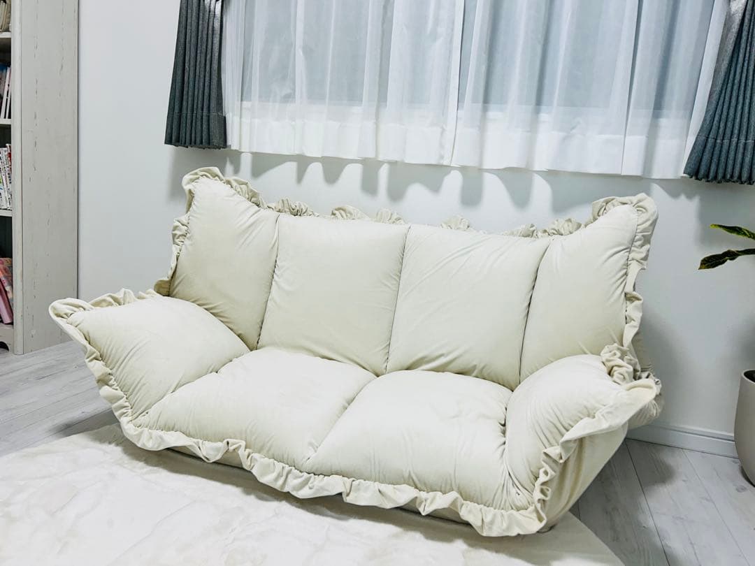 【Francfranc】カラン フロアソファ ホワイト（W1120～1570）