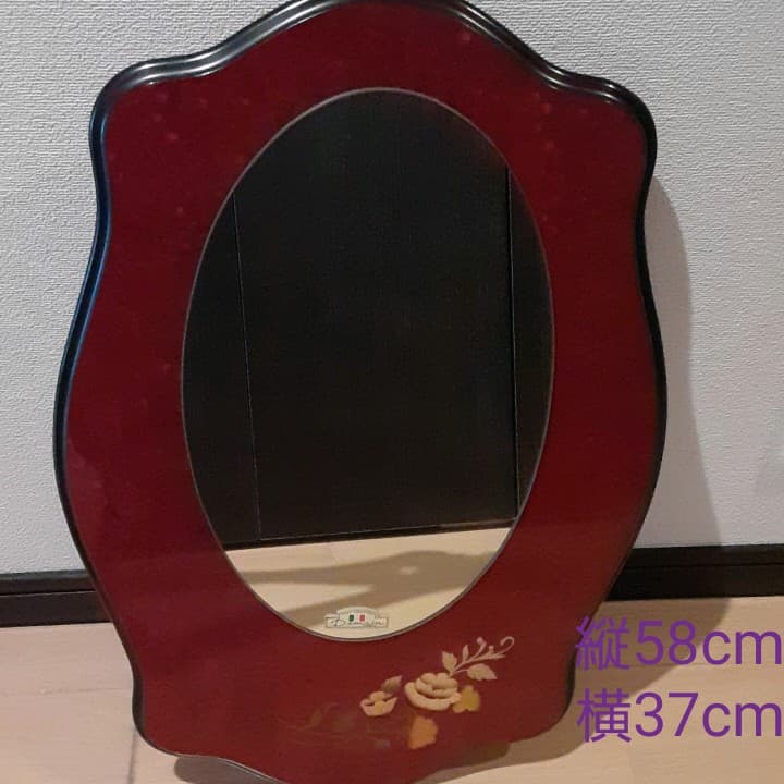 鏡　壁掛け　イタリア製　Demain ドマン製　アンティーク　マホガニー調