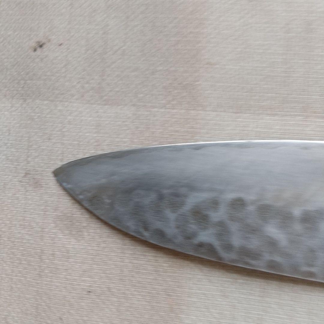 堺業平　青紙一号　梨地鎚目鍛造　三徳万能包丁