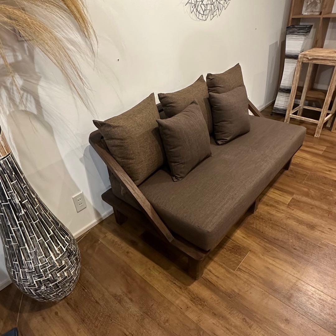 【訳あり】バリ島チークソファ　2人掛けソファw150cm 通常220,000円が