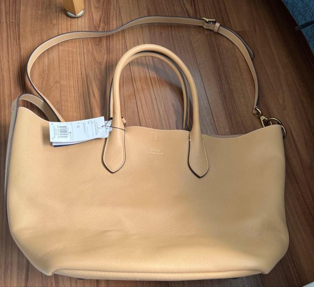 新品未使用　Polo レザー ミディアム トートバック　ベージュ