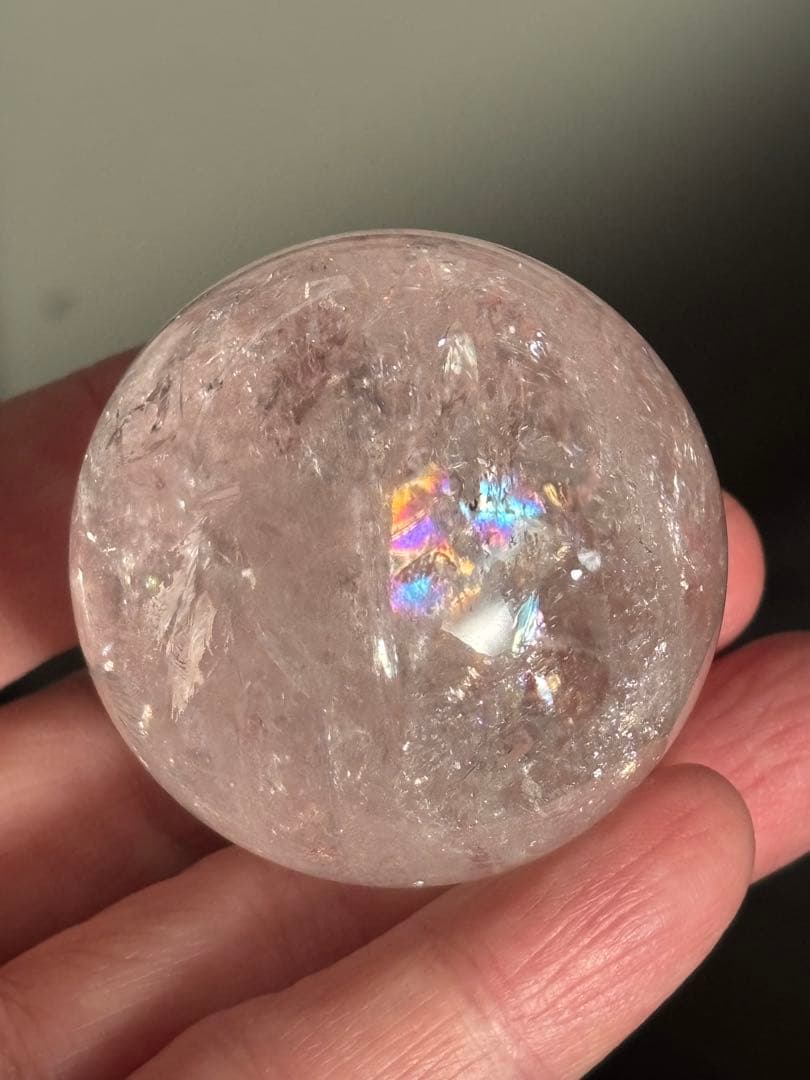 極上　ピンクアゼツライト　スフィア　4.40cm 虹だらけ　天然石