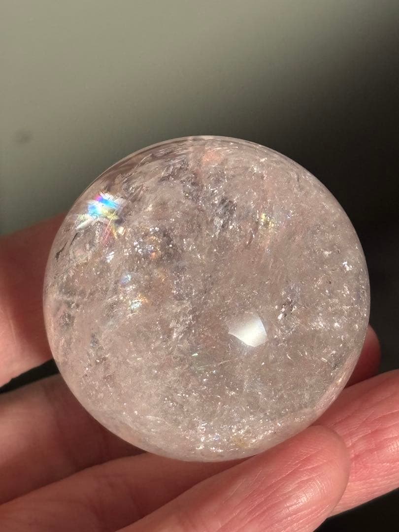 極上　ピンクアゼツライト　スフィア　4.40cm 虹だらけ　天然石