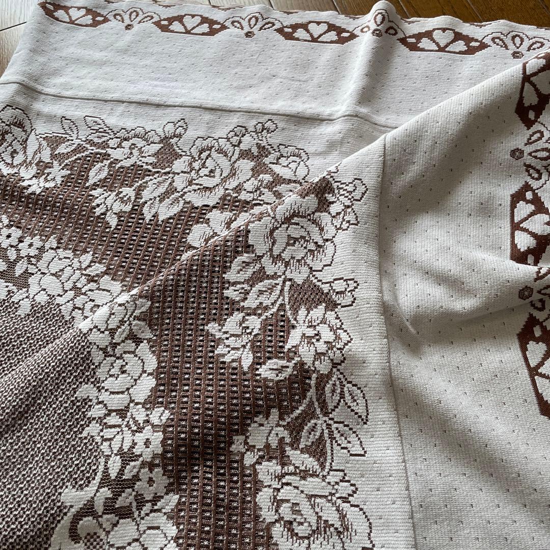 【希少】アンティークレース 200×200 刺繍風 大判 大型 マルチカバー