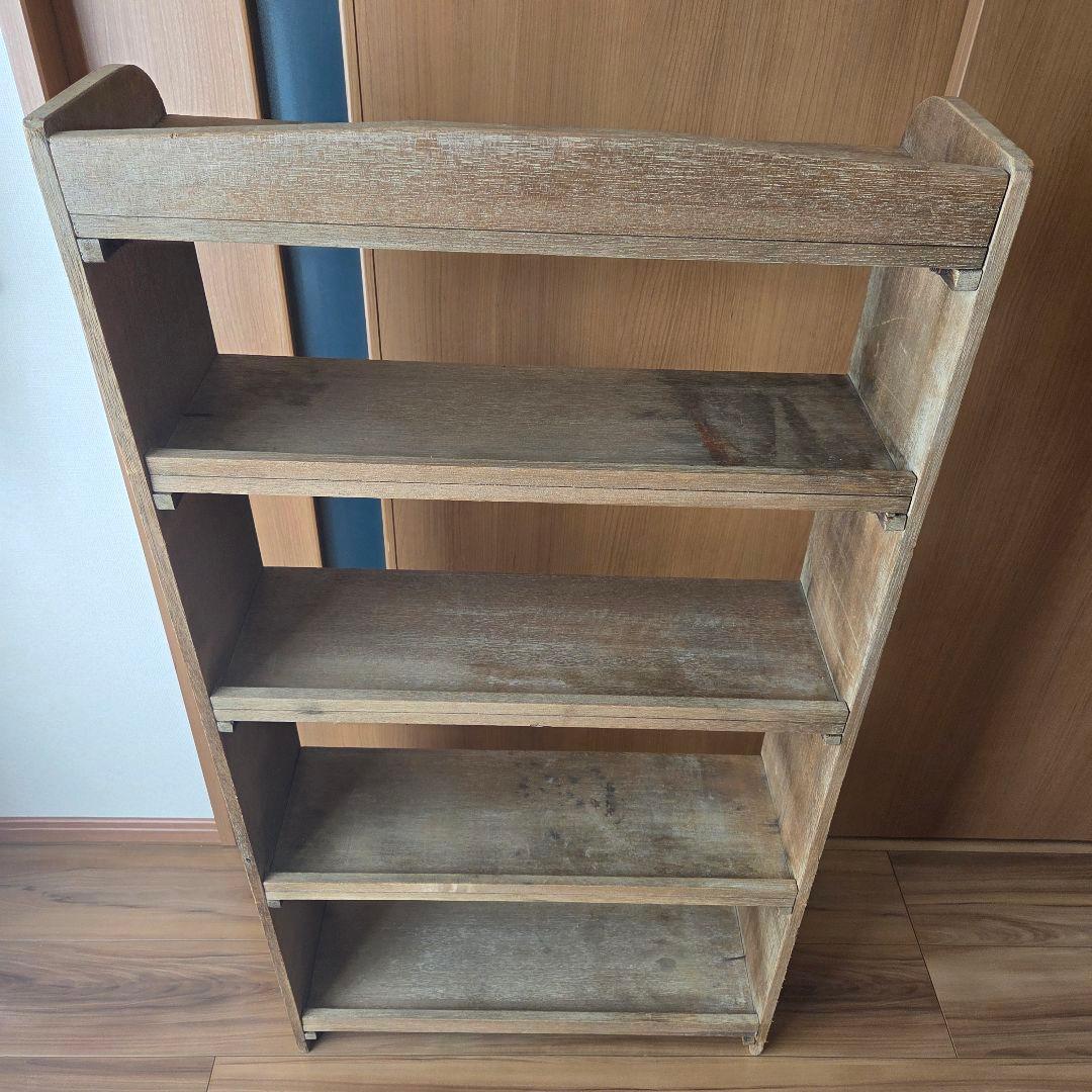 古い本棚 古家具 オープンラック 枯れた棚 収納棚 ディスプレイラック 5段