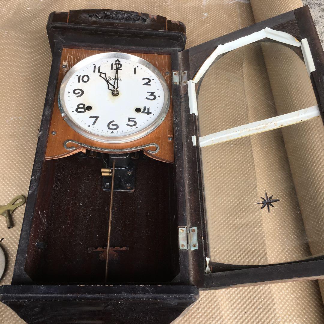 0386　明治 Meiji 掛時計 ゼンマイ 振り子時計