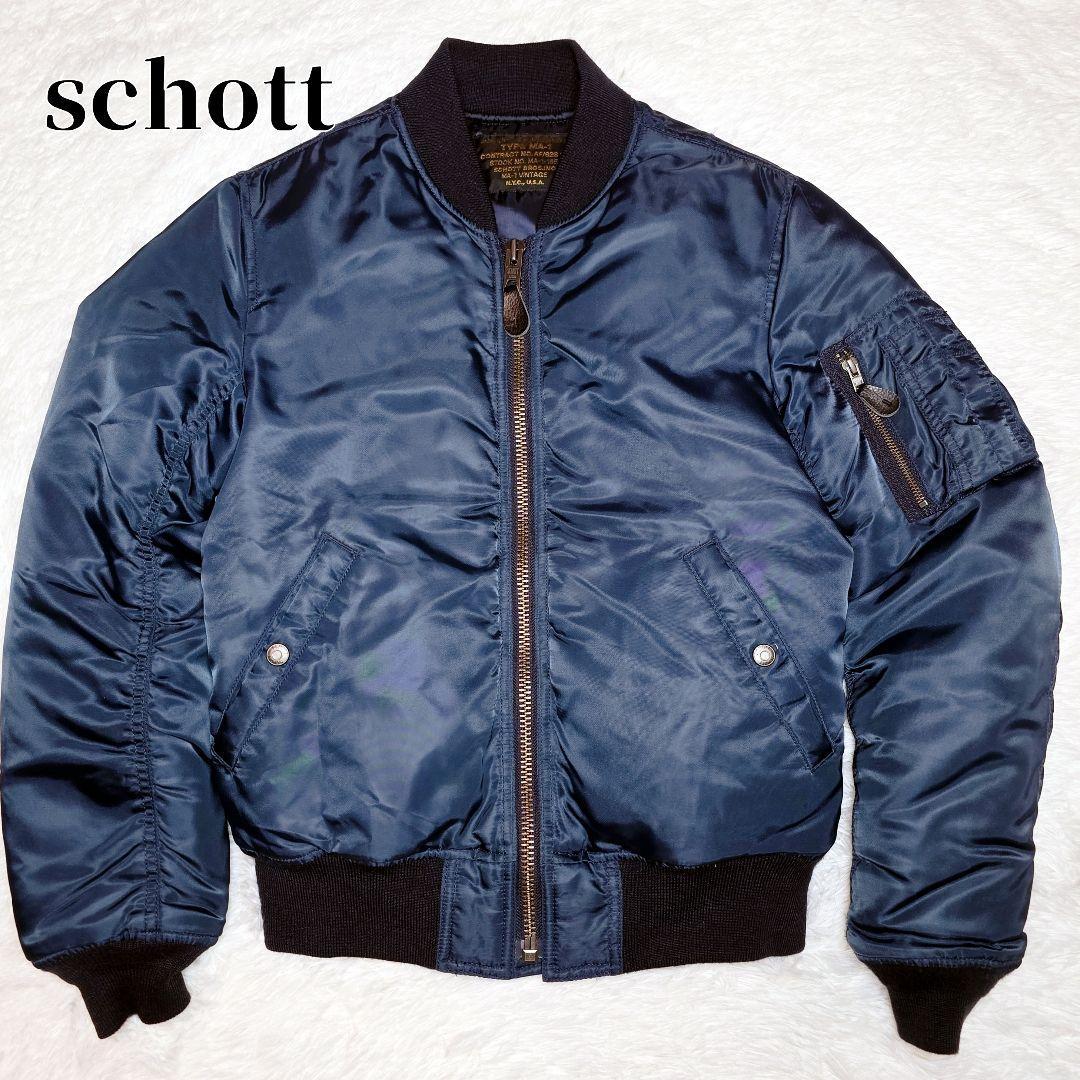 schott MA-1 ジャケット ネイビー 紺 復刻 M ショット