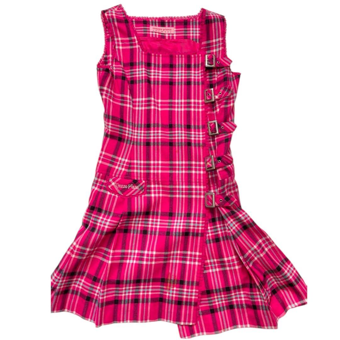 メゾピアノ　チェックワンピース 00s バレエコア 当時物 平成レトロ