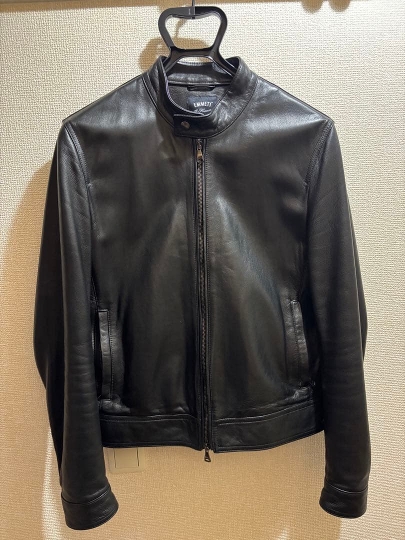 EMMETTI ブラック シングルライダースジャケット