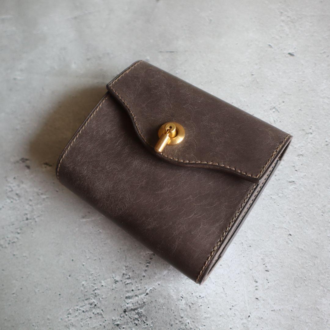 【受注制作】オコシ金具の三つ折り財布　ハンドメイド　イタリアンレザー