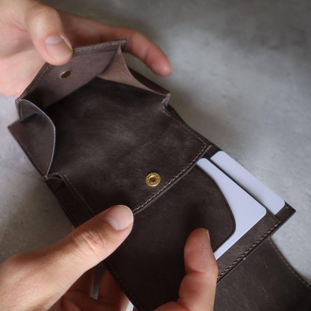 【受注制作】オコシ金具の三つ折り財布　ハンドメイド　イタリアンレザー
