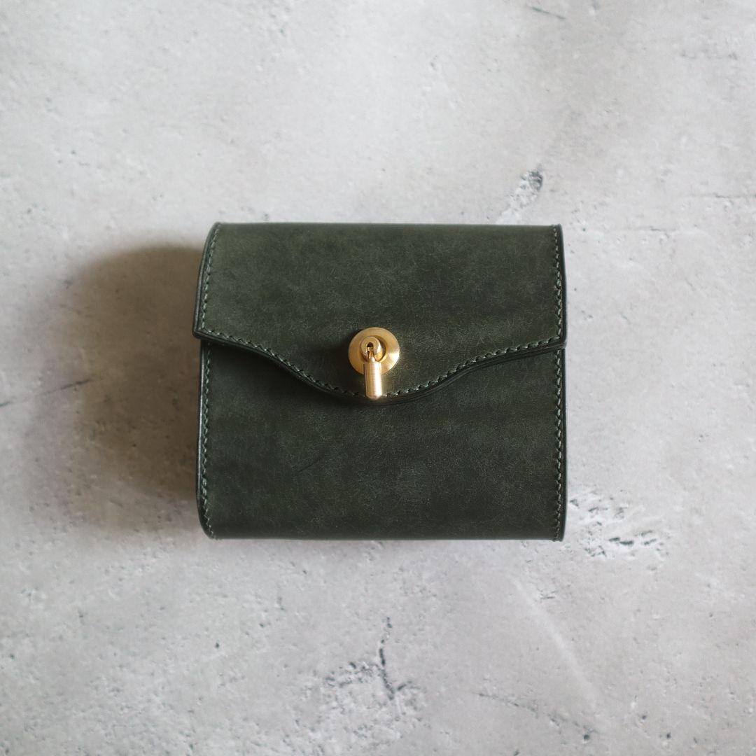 【受注制作】オコシ金具の三つ折り財布　ハンドメイド　イタリアンレザー