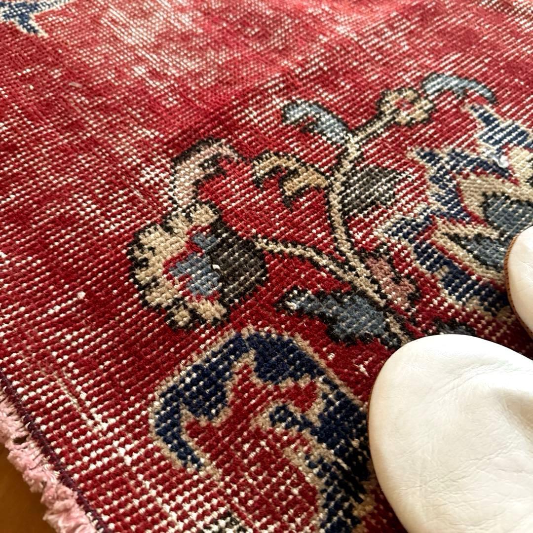 78×115アンティークレッド　ボタニカル　トルコヴィンテージラグ