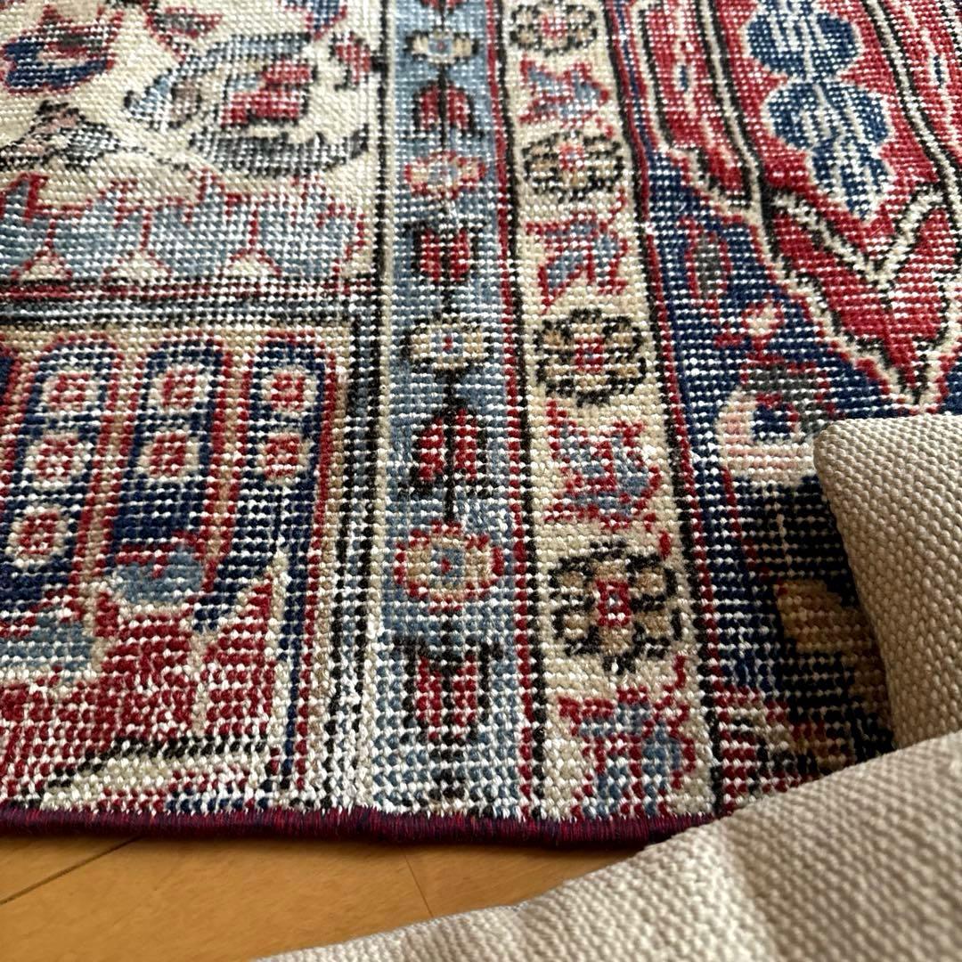 78×115アンティークレッド　ボタニカル　トルコヴィンテージラグ