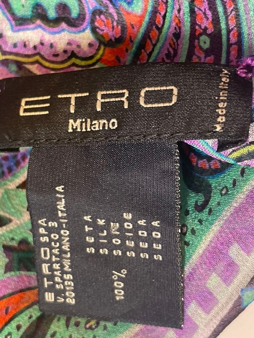 【新品未使用】ETRO ペイズリー柄 シルク100% スカーフ