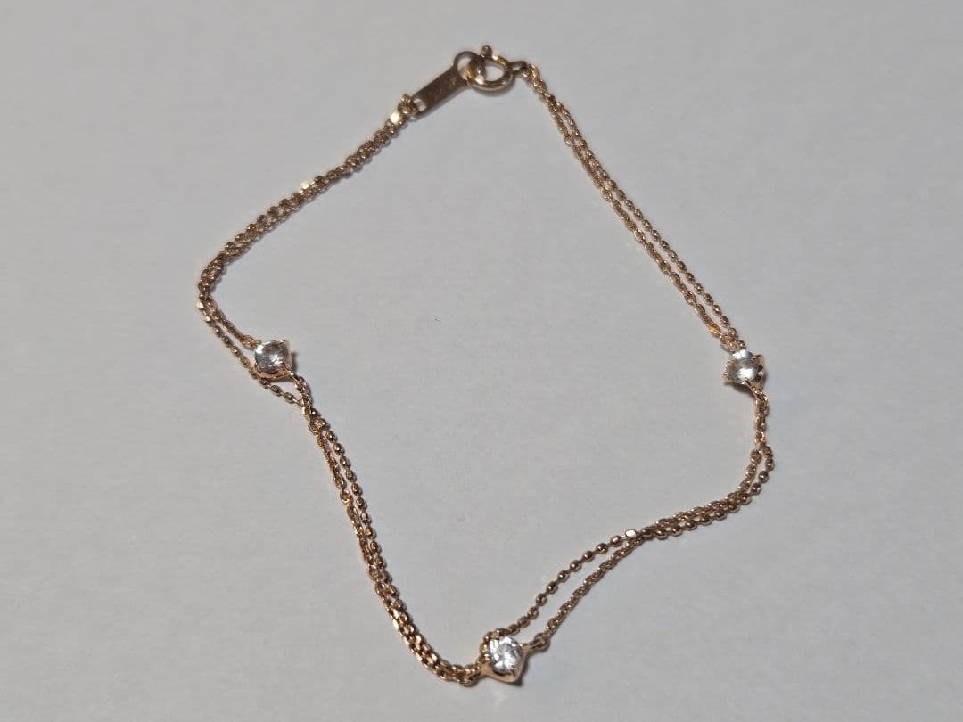 4℃ ヨンドシー K10ピンクゴールド 2連ブレスレット ホワイトトパーズ