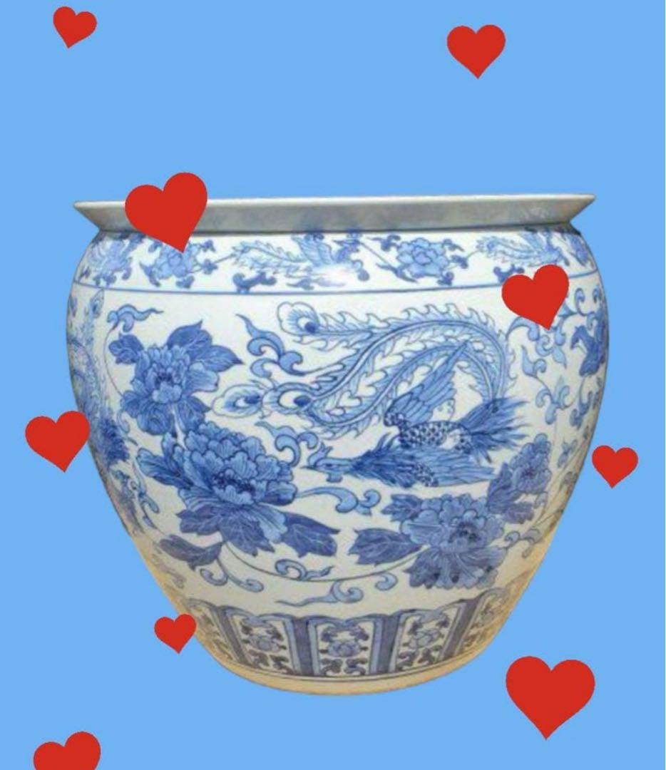 めだか鉢　睡蓮鉢　景徳鎮　高さ40センチ